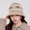 Fair Island knitted bucket hat women's autumn and winter thickened warm wool basin hat outdoor cold ear protection bucket hat