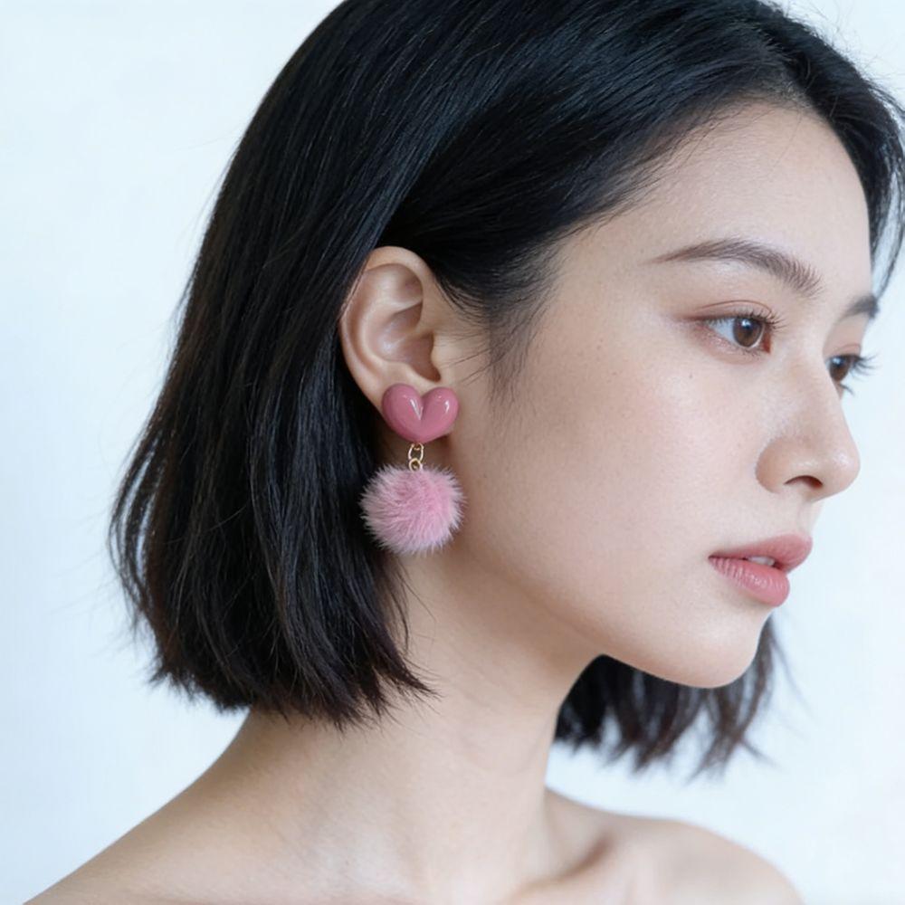 Pendant Heart Shaped Earrings Ear Stud Valentine's Day Earring Love Heart Earring Party