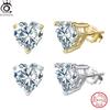 ORSA JEWELS Блестящие и Романтичные Серьги-гвоздики из Серебра 925 Пробы с Сердечком из Фианита, Идеальное Украшение для Дня Святого Валентина LZE55