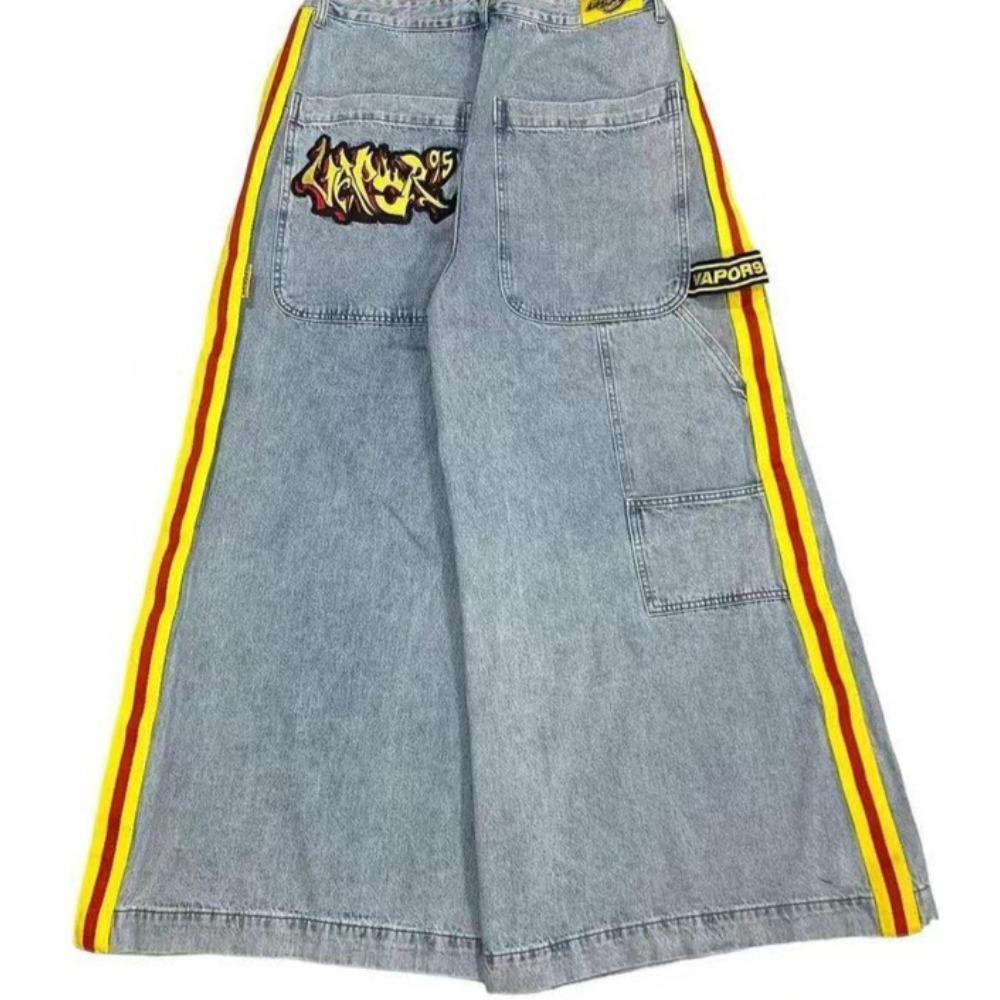 Новые повседневные свободные выстиранные джинсы Harajuku Y2K Street Hip Hop широкие брюки для мужчин и женщин