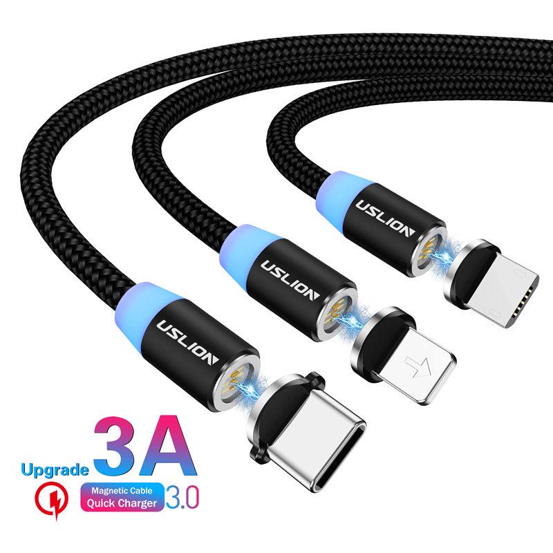 Magnetic Cable Quick Charge 3A USB Type C Cables 1m Wire Mobile Phone Fast Charging Data Cord