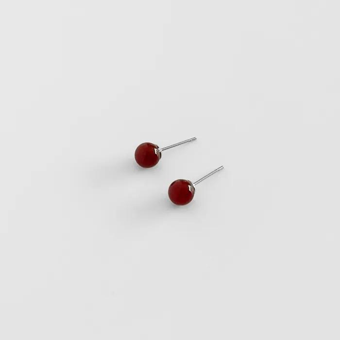 Серьги из красного сердолика 6 мм