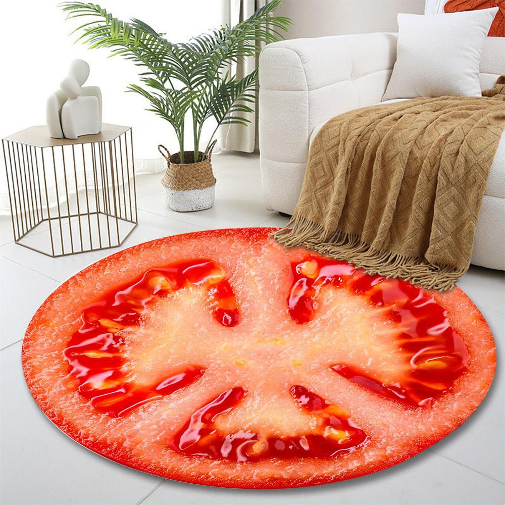Sliced Tomato Pattern Rug Design Print round rug, living room, bedroom, playroom carpet, non slip floor mat, gift