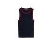 Spring New Women's Clothing round Neck Patchwork Contrast Color Pinhole Decoration Exercise Sleeveless Knitting Tops 3519012