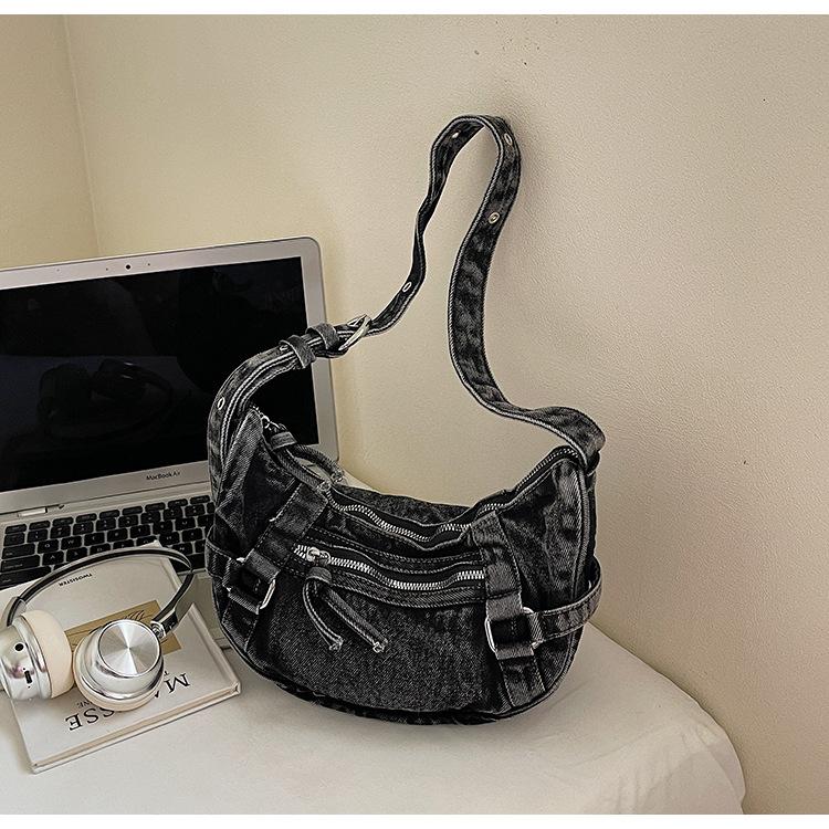 Джинсовая сумка-пельмень Lazy Wind Женская 2025 Новая Универсальная Сумка через плечо Большой вместимости Повседневная Дорожная Сумка Мессенджер