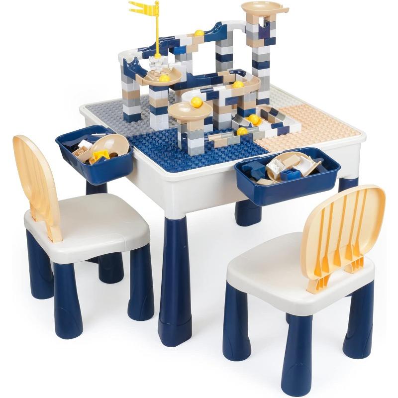 Детский стол и стулья «все в одном» в комплекте с 100 предметами из мраморной крошки для дошкольного класса, игровой стол для малышей, детские строительные блоки, игрушки