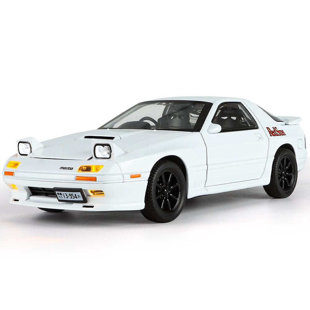 1/24 Mazda RX7 Initial D Гоночная игрушечная машина JDM Модель 1:24 Литых Металлических Модели Автомобилей Миниатюрная Коллекция Звука и Света Подарок для Мальчика Ребенка