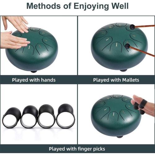 Rain Drum for Outdoor Gardens, Rain Chakra Drum, 8-Note 6-Inch Steel Tongue Drum with Drumsticks, Ether Drum for Kids and Adults, Ideal for Beginners