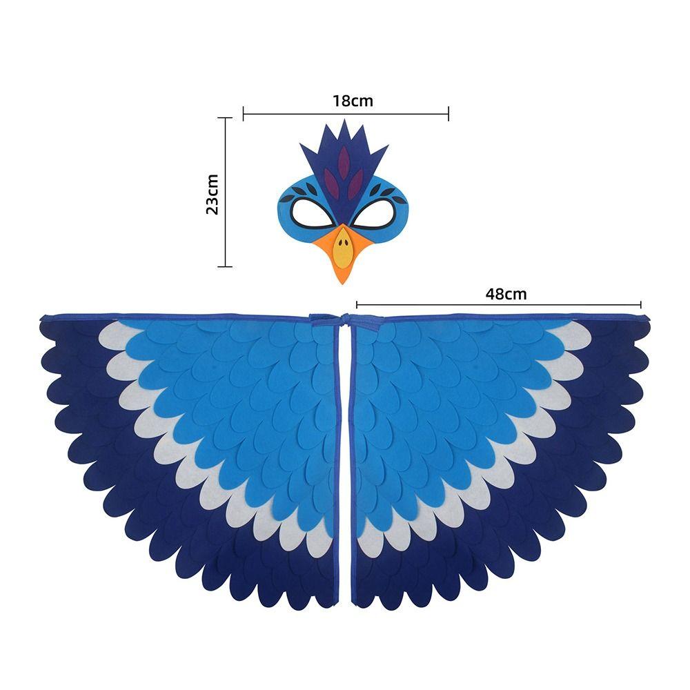 Peacock Owl Animal Bird Wings+Mask Suit Stage Performance Felt Winged Cloak Halloween Felt Cape