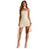 Летний новый европейский и американский стиль шарф топ-труба оборка по краю асимметричная короткая юбка платье Spice girl ледяной полиэстер