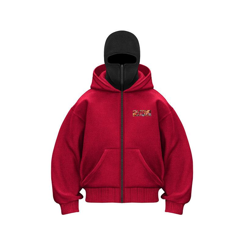 Outer Bank Hoodies Fashion Integrated Double Layer Warm Windbreak Zip Up Hoodie Y2k Vintage Hip Hop Ninja Sweatshirt Streetwear