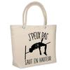 Sac De Plage - PLANETEE - Isotherme 'Saut En Hauteur J'peux Pas' - Coton Naturel - Beige - Grande Contenance