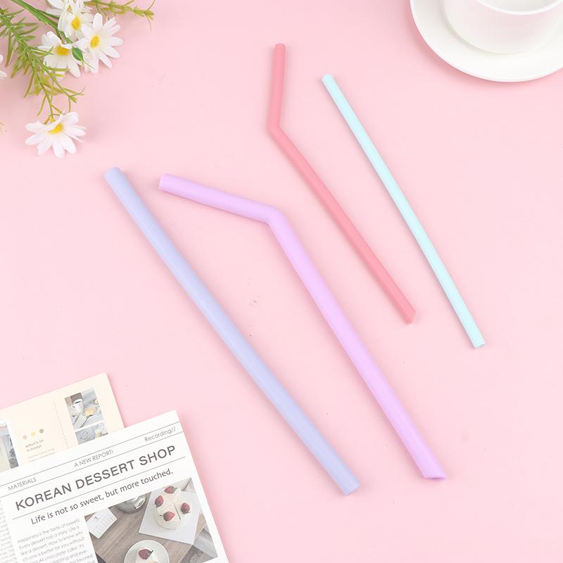 6Pcs Reusable Food Grade Silicone Straws Straight Bent Multicolor Drinking Straw For Children'S Party Bar Accessories
