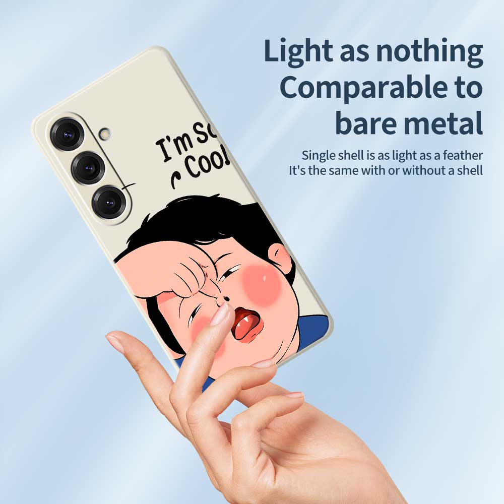 For Samsung Galaxy S25 Case Make Faces Kid Pattern Printing Straight Edge TPU Phone Back Cover