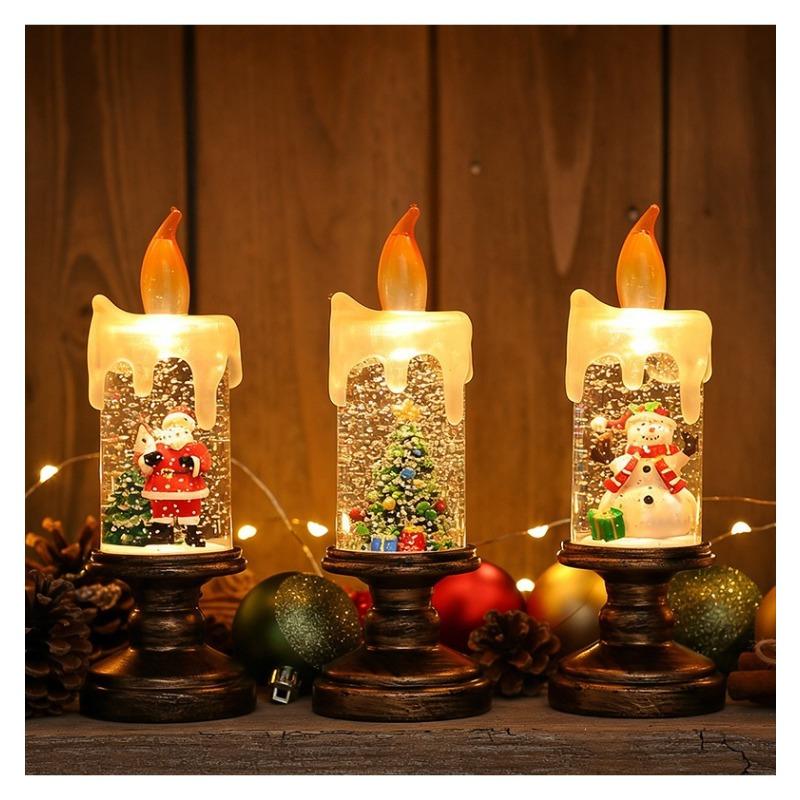 Christmas tree night light candle Christmas decoration snow cartoon crystal ball light creative ornament