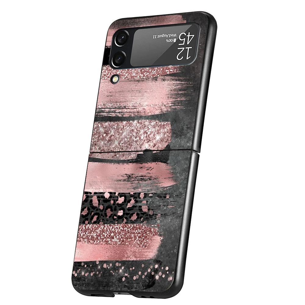 Beautiful Rose Bling Picture Case Phone Cover for Samsung Galaxy Z Flip 6 5 4 3 5G ZFlip6 ZFlip5 ZFlip4 ZFlip3 Black Hard Trend
