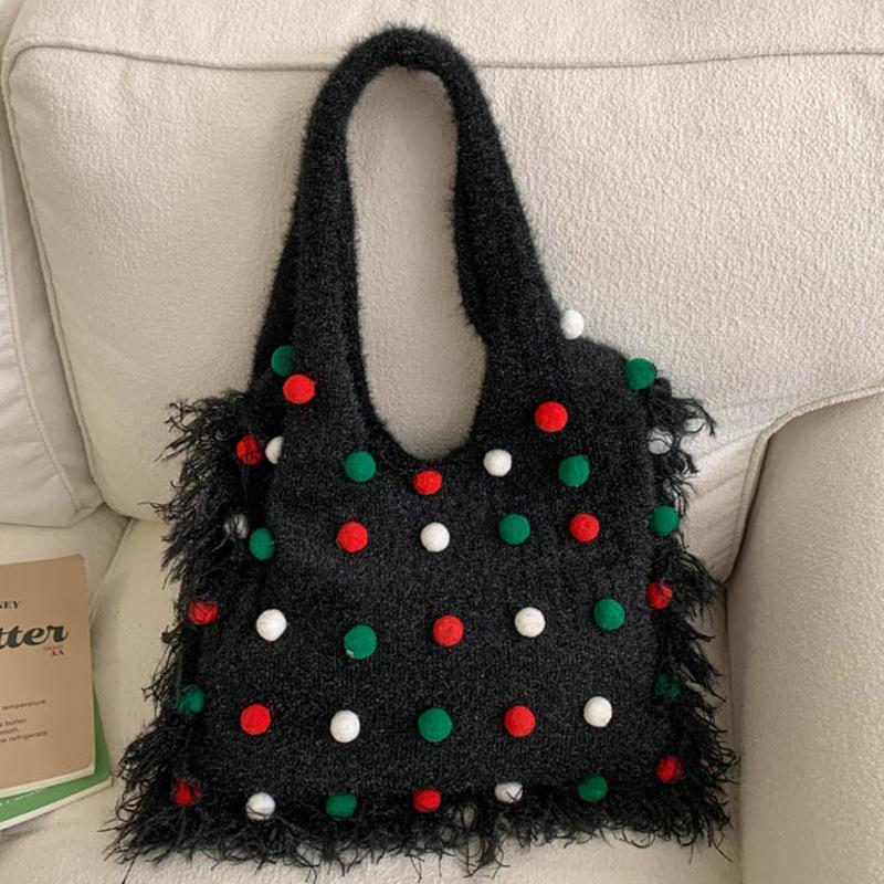 Женская сумка: Стильная и повседневная, сумка на одно плечо с бисером, вязаная сумка большой вместимости