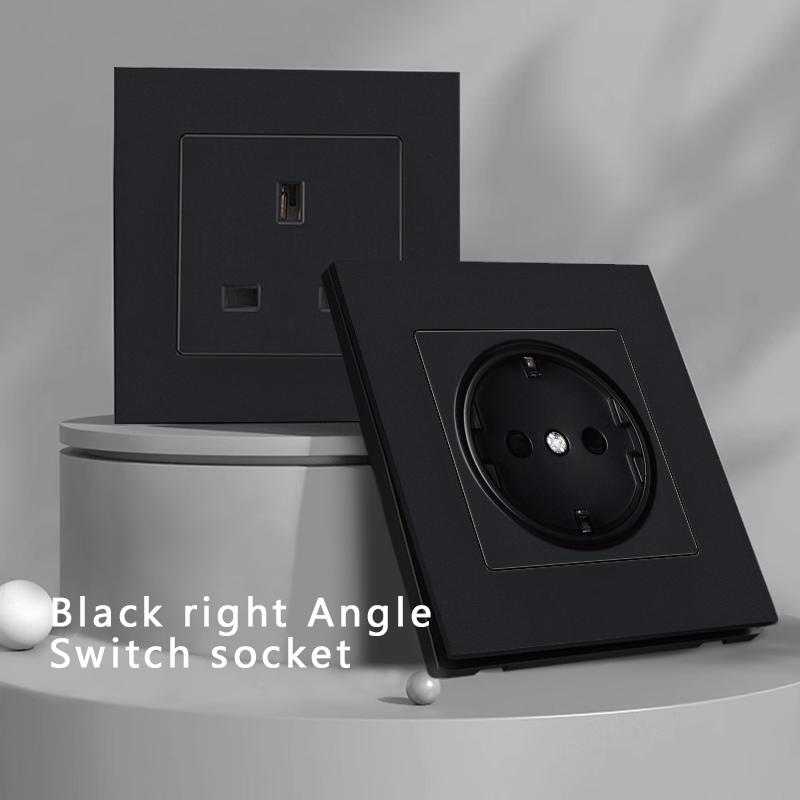 Электрическая розетка европейского немецкого русского стандарта, настенная панель розеток 16 А, европейская розетка с круглым отверстием, переменный ток 250 В, черная