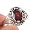 Natural Garnet Gemstone Handmade 925 Solid Silver Jewelry Ring Size 6.5 W1F71