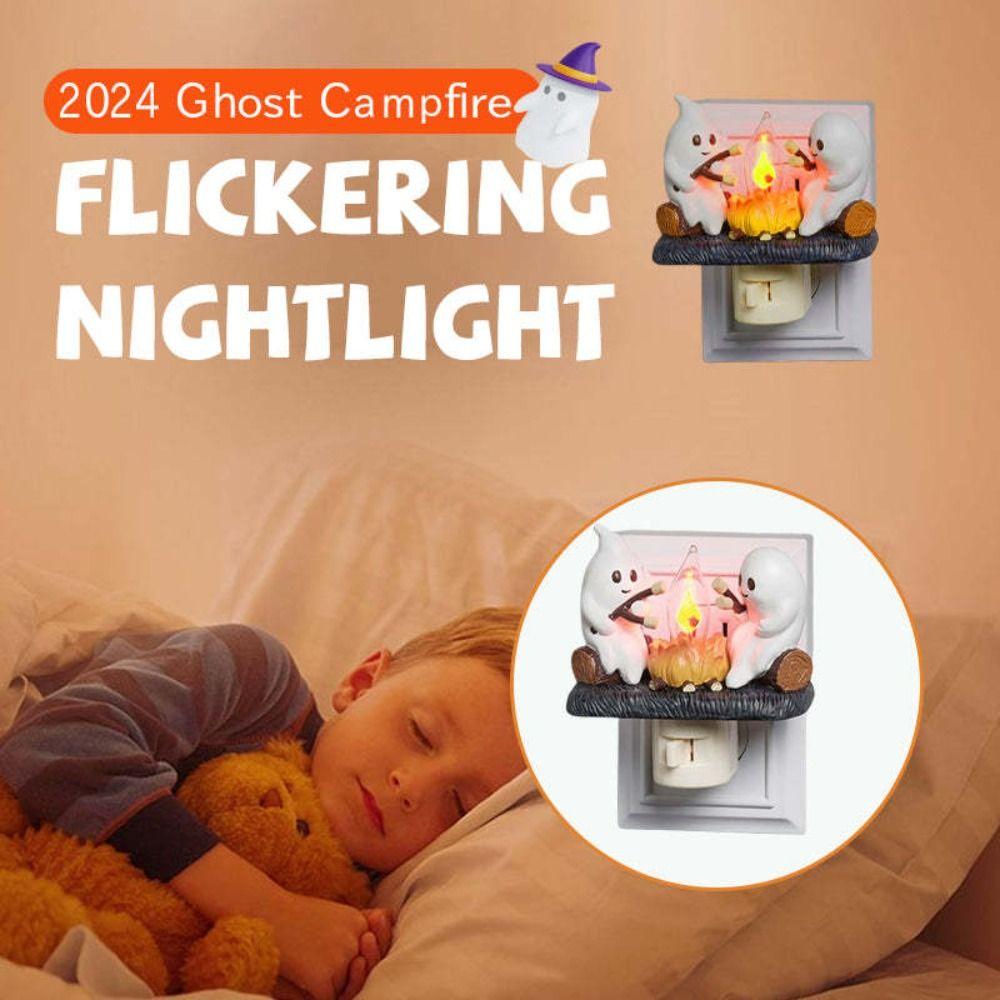 Funny Ghost Campfire Flickering Nightlight 3D Faux Campfire Night Light Ghost Bonfire Night Light