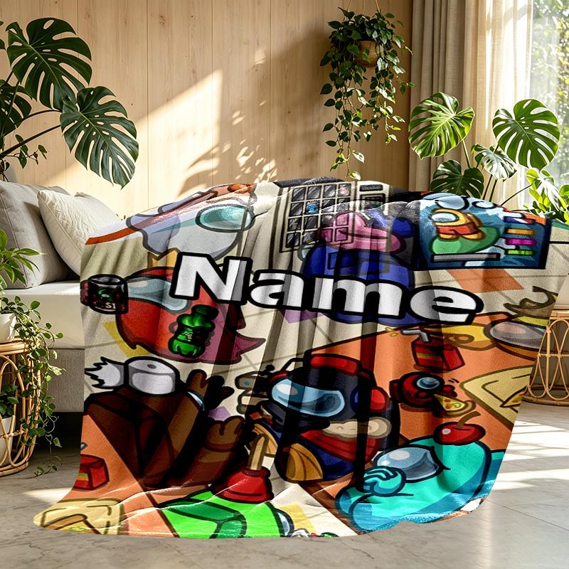 Custom Name Personalized Among Us Print Blanket, Home Decor, Bedroom, Sofa, Camping, Couch, Gifts for Birthday ChristmasEnthusiasts