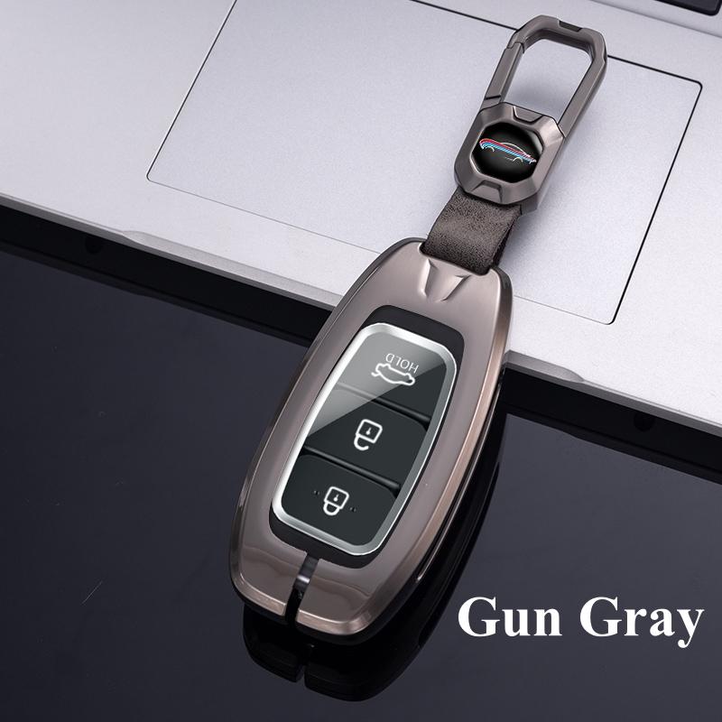 Metal Zinc Leather Car Key Case Cover for Hyundai I30 I40 Ix35 KONA Solaris Grandeur Ig Accent Santa Fe Palisade 2017 2018 2019