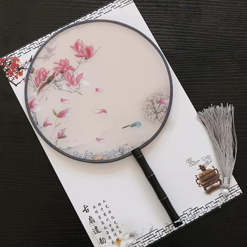 New Semi-Transparent Ancient-Style Round Fan, Double-Sided Palace Fan, Bridal Round Fan, Dance Fan, Chinese Style Classical Hanfu Small Fan