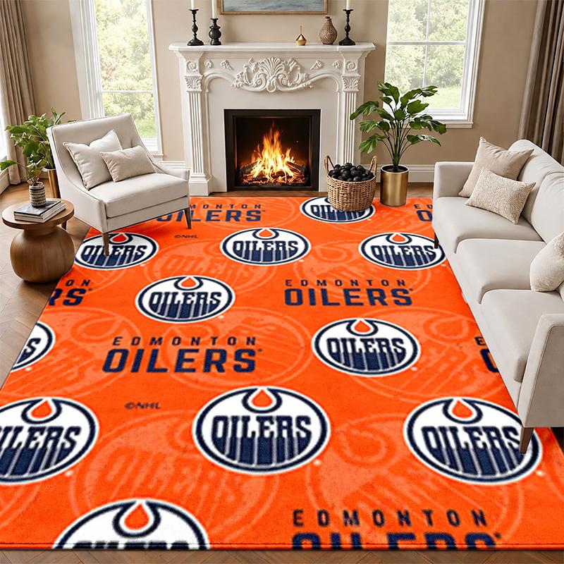 Edmonton Oilers Carpet Door Mat for Living Room or Bedroom Protective Mat Under Chair Office Decoration Christmas Gift Birthday Present