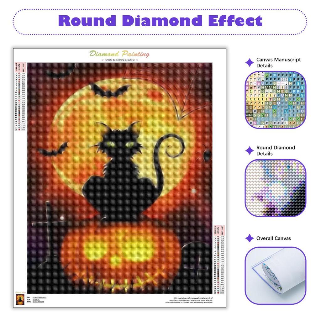 Алмазная картина Хэллоуин тыква мозаика кошка 5D DIY вышивка луна творческие хобби домашний декор 30x40 см/12x16 дюймов