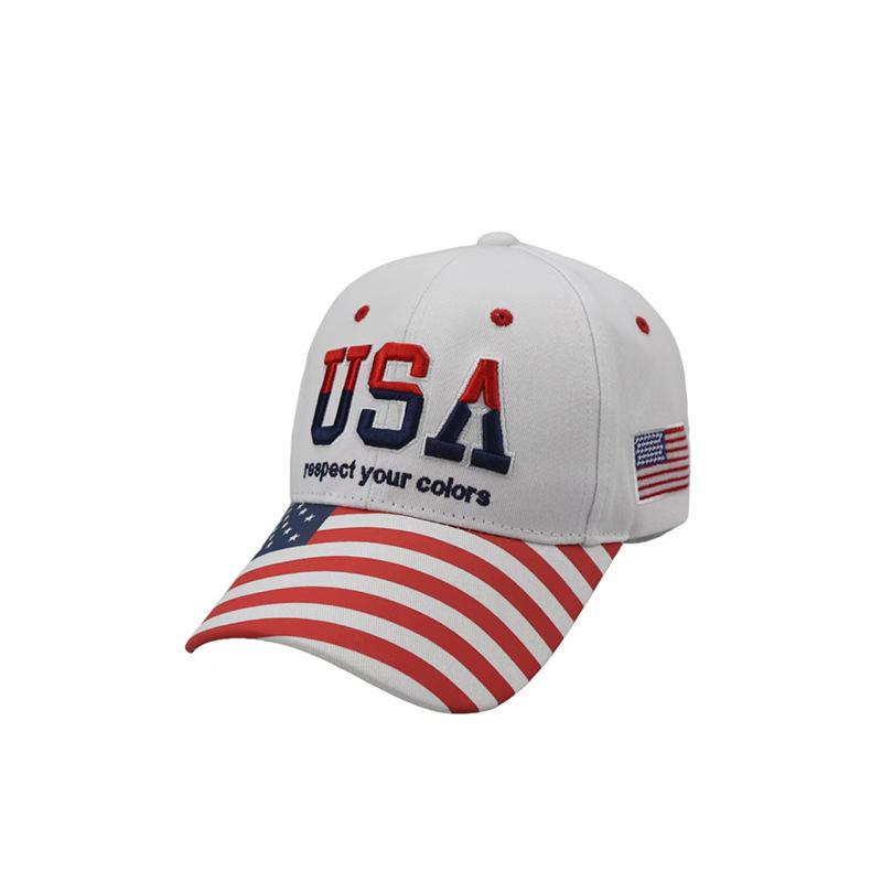 Custom Hat Manufacturer USA Flag PVC 3D Embroidery 6-Panel Washed Retro Sunshade Casual American Style Baseball Cap Hat Factory