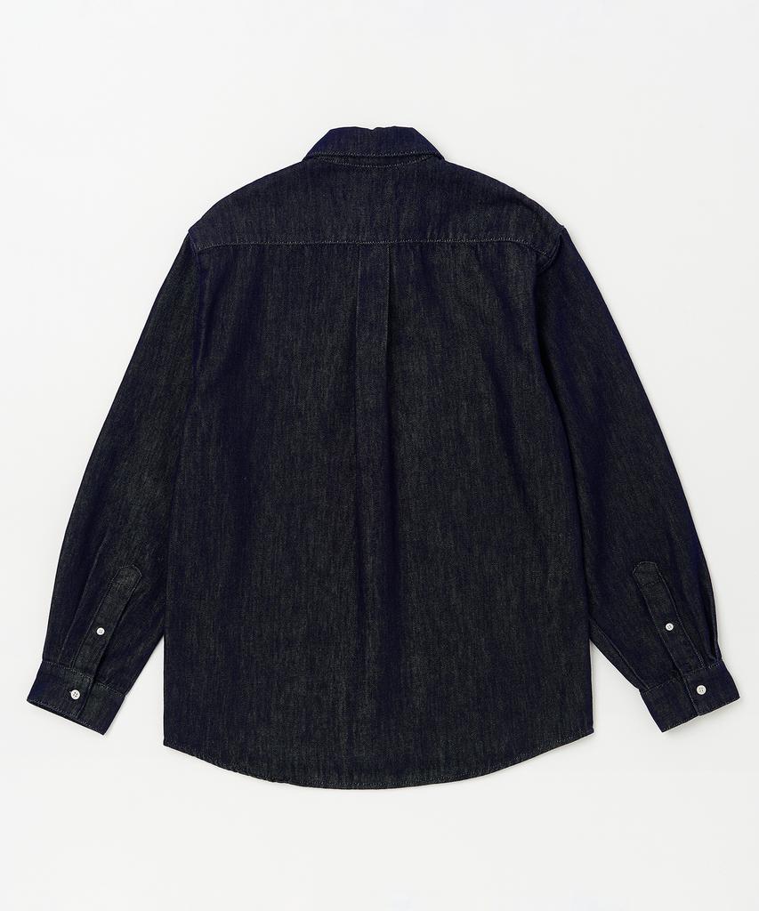 PLAC Non-Fade Long Sleeve Denim Shirt Deep Blue