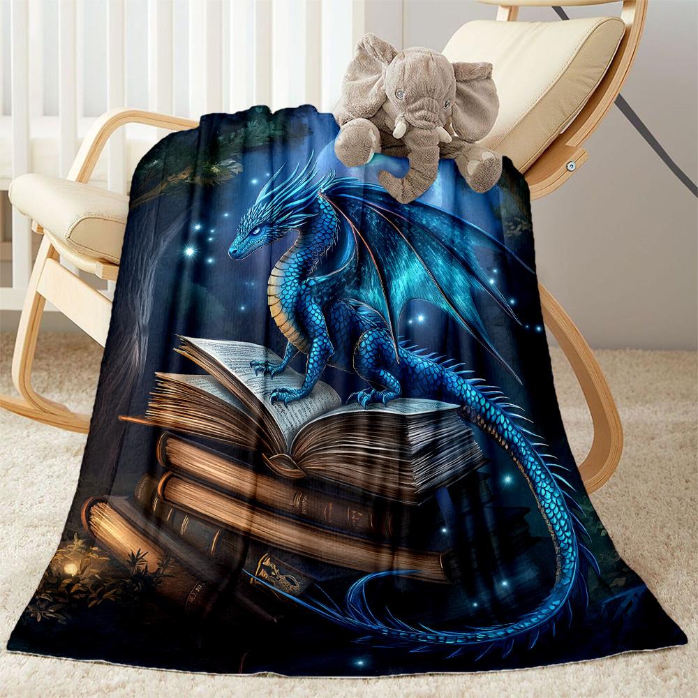 Dragon Reading Magic Book flannel,Lightweight,Flannel Blanket,Comfortable Blanket, Sofa Blanket, gift blankets,Holiday gift blanket Blankets