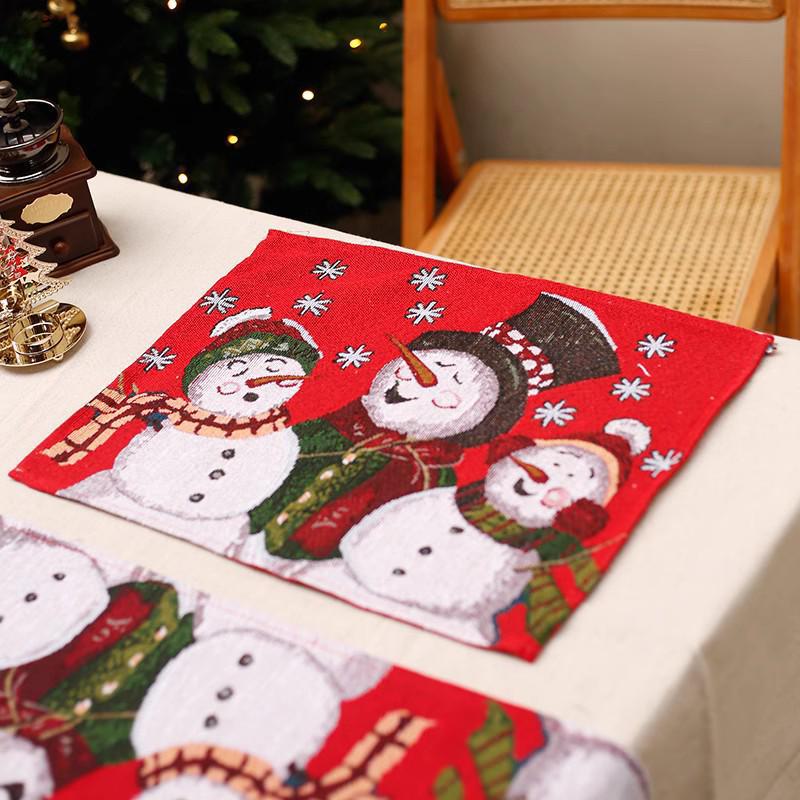 Набор декора рождественского стола: Подставка под тарелку, настольный флаг и скатерть для праздничной декорации