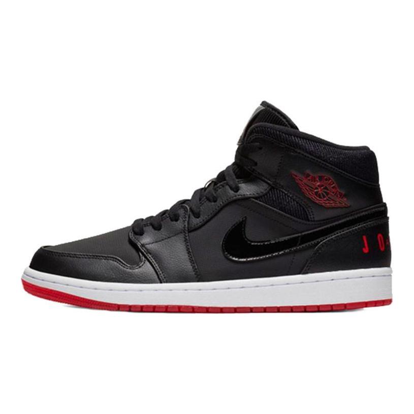 Jordan 1 Mid Черный Университетский Красный BQ6578-001