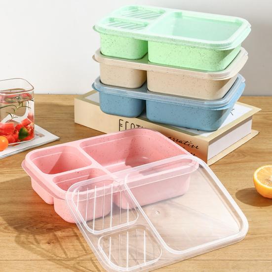 Ланч-бокс на 1000 мл, портативный 3-камерный контейнер для бенто, многоразовый контейнер для закусок для школьной работы, путешествий