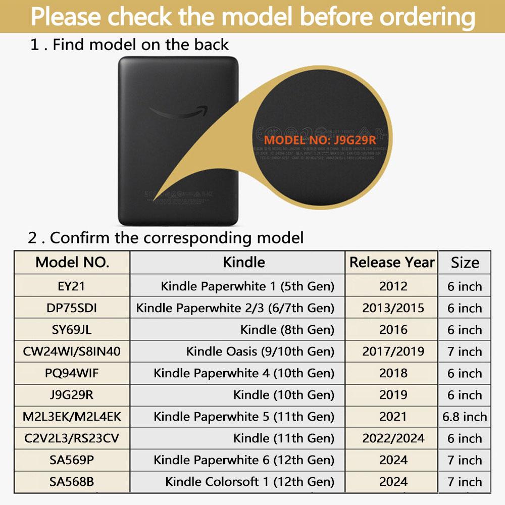 Складной чехол-подставка для Kindle Paperwhite Colorsoft 1 2 3 5 6 10-го 11-го 12-го Поколения 6 6.8 7 Дюймов Чехол-конверт