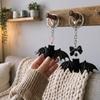 Gothic Style Bow Bat Bear Bag Pendant Soft Touch Halloween Bat Bear Charm  Car Keys Decor