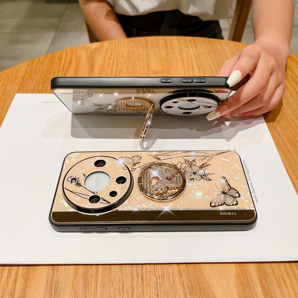 KEYSION Противоударный чехол для Huawei Mate 60 Pro+ 50 40 30 Pro Butterfly Ring Stand Phone Back Cover для Huawei nova 12s 11 10 Pro