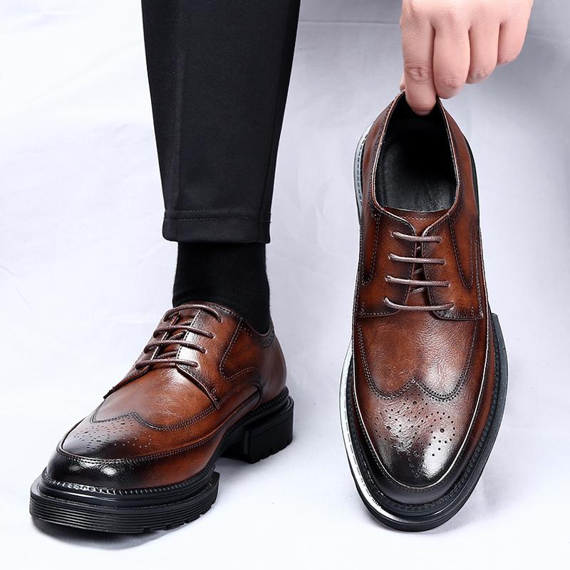 Классические мужские туфли из натуральной кожи в деловом стиле, модные резные мужские туфли на шнуровке, удобные свадебные туфли для банкета