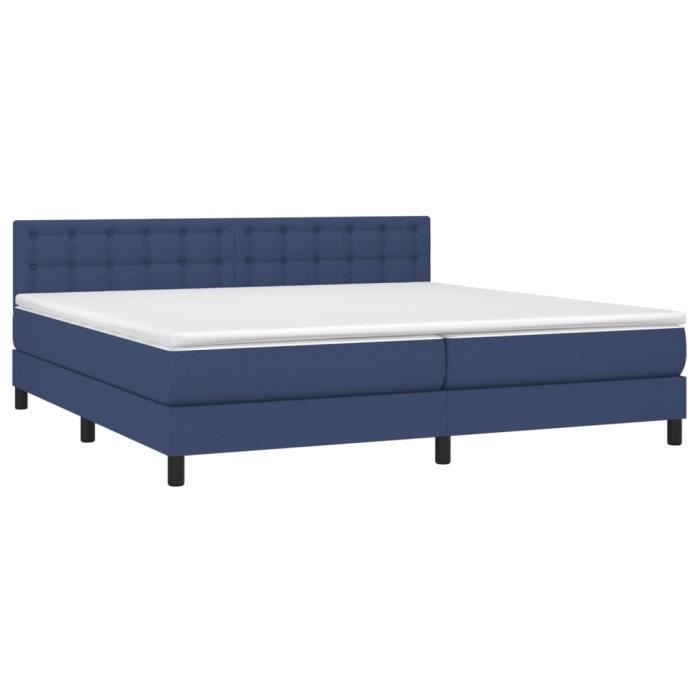 3140407 vidaXL Divan Bed with Mattress Blue 200x200 Cm Fabric