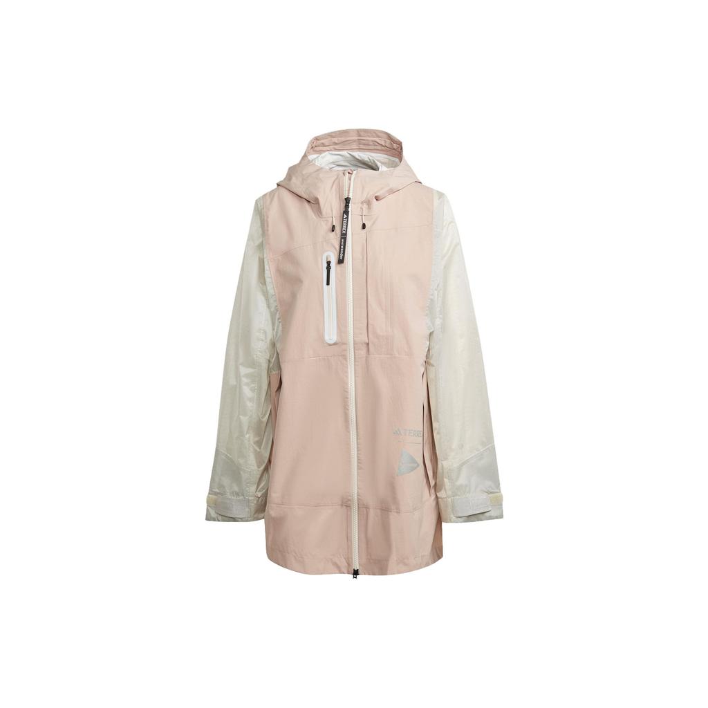 Adidas Terrex X And Wander Collaboration SS23 Color Block Outdoor Waterproof Rain Jacket Women Jacket Gray Pink HR7144
