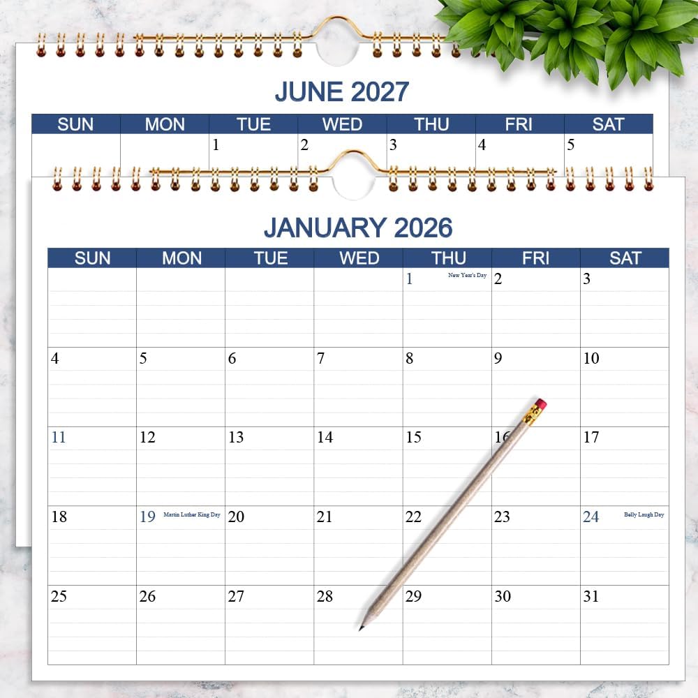 Calendar 2026 2027 - Wall Calendar Runs Jan 2026 to Jun 2027-18 Months Calendar Planner with Thick Paper for Planning and Organizing for Home or