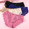 Sexy Women's Lace Low Waist Ice Silk Panties Large Size Comfortable Stretch Briefs Hot Temptation Underwear