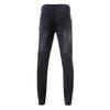 Spring And Autumn New Men's Tight Black Hole Badge Pasted Small Leg Jeans