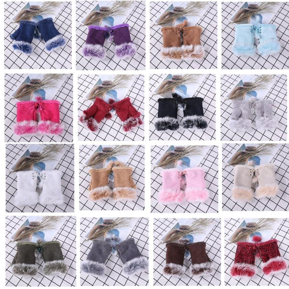 Plush Leopard Print Gloves Thicken Wrist Warmers Fashion Warm Fingerless Mittens Winter