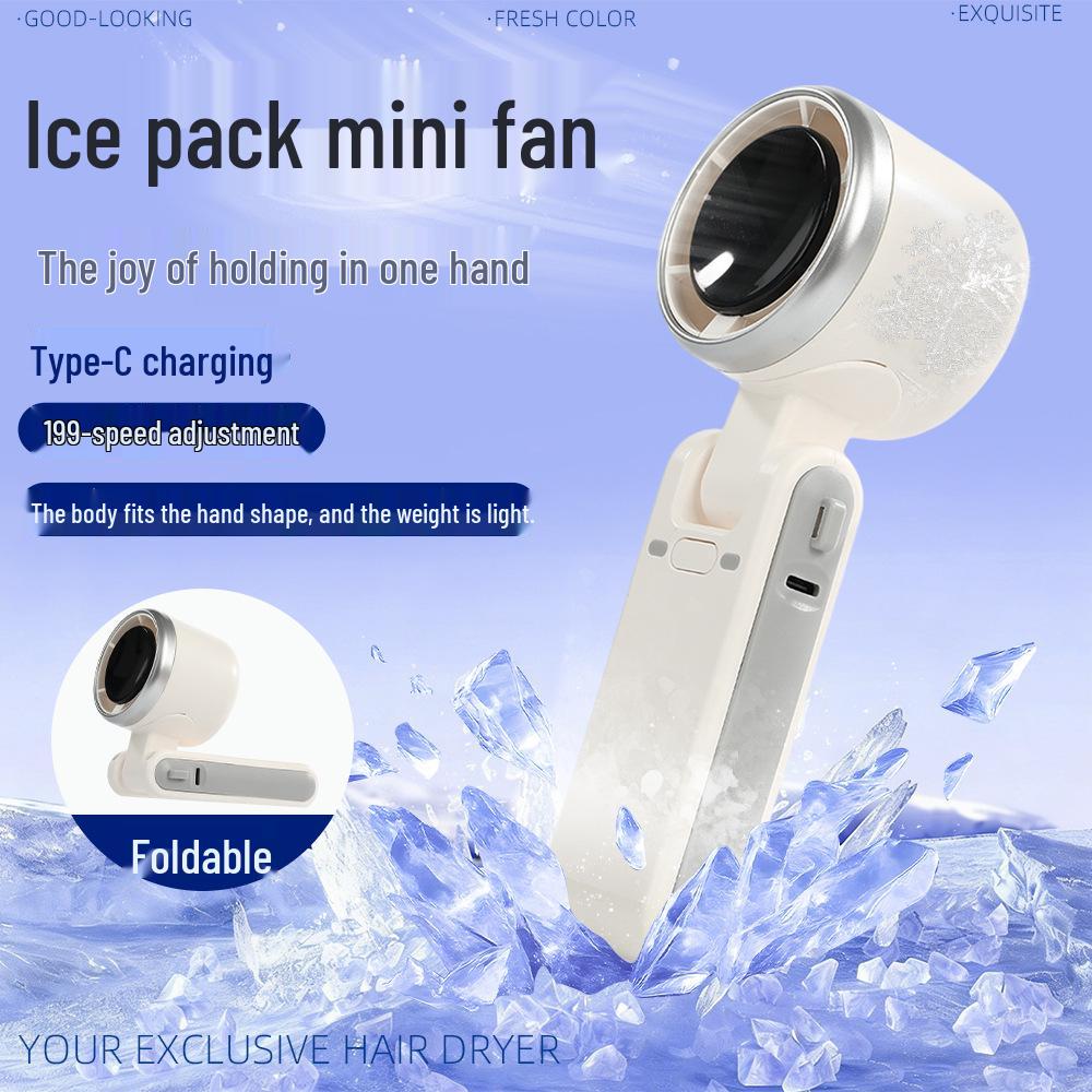Foldable Handheld Fan with Ice Pack - Portable 199-Gear Cooling Fan for Outdoor Use