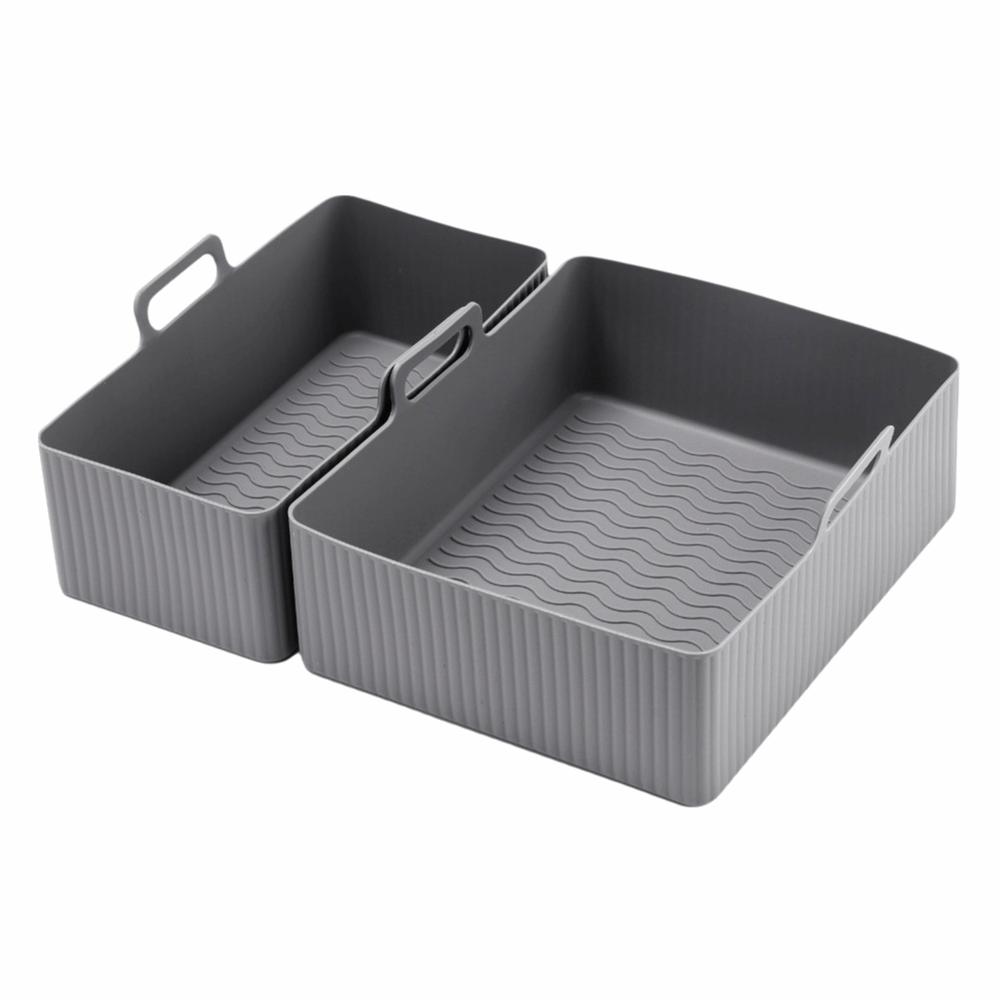 Reusable Dual Basket Baking Tray 6L/3L Air Fryer Silicone Pot Air Fryer Basket Splash Guard Tool