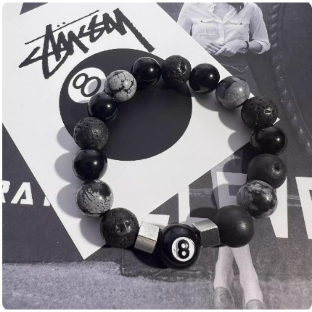 Obsidian Cross Bracelet Chinese Black Eight Billiard Bracelet Opal Beaded Student Party Bracelet