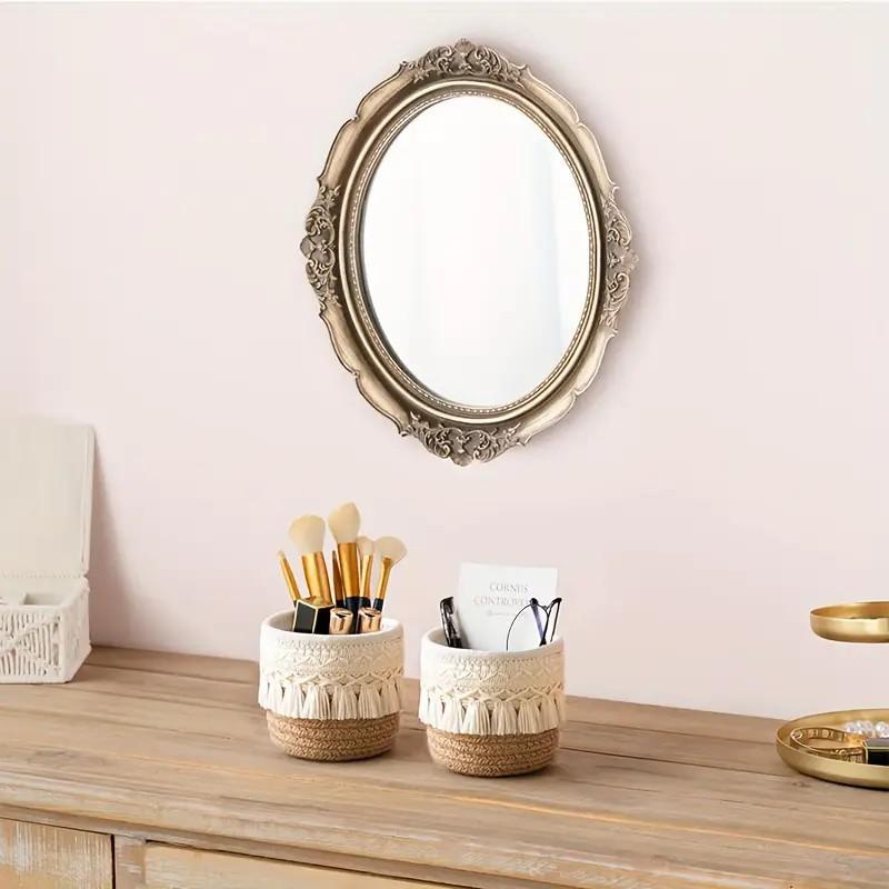 Кисточница с кисточками, настольная плетеная корзина для хранения из хлопковой веревки для хранения косметики, органайзер для косметики