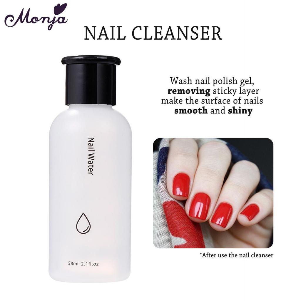 monja 58 мл жидкость для очистки ногтей, жидкость для снятия лака, УФ-гель, удаление липкого слоя, улучшение кончиков ногтей, блестящий эффект, инструмент для дизайна маникюра